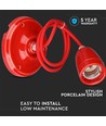 Hoogfrequente porseleinen lamp E27 fitting - rood