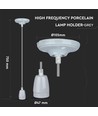 E27 porseleinen fitting met snoer - Grijs, pendelophanging, max 60W