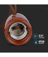 E27 porseleinen pendelophanging, bruin - Max 60W, Ø4,7cm, 68cm snoer, zonder lichtbron