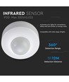 Plafondsensor met handmatige overbrugging - Max 300W, wit, PIR infrarood, IP20 binnenshuis