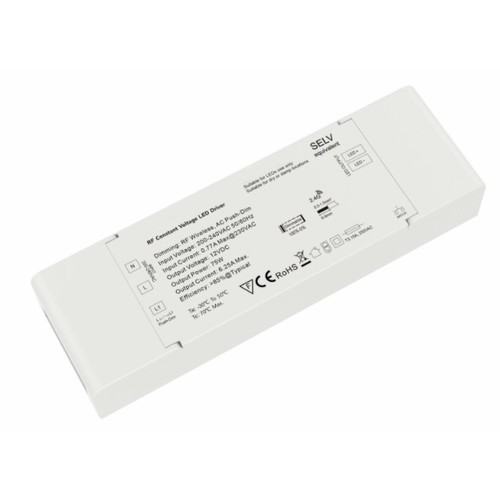 75W / 12V DC dimbare voeding - 6.25A, RF, push-dim