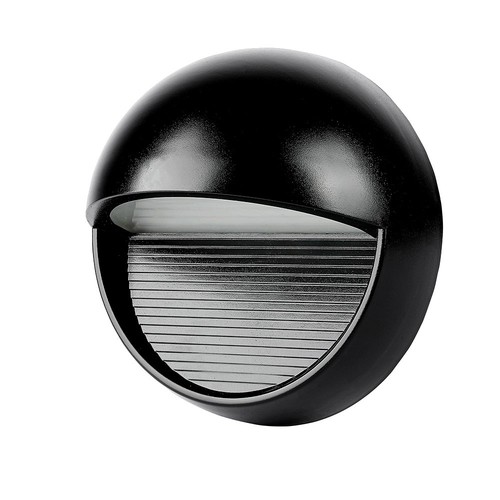 3W LED wandlamp voor trappen, rond - IP65, zwart, 3000K, 210lm, inbouwspot voor treden en gangen