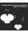 Ø28cm Artistic Globe pendellamp - E27 fitting, transparant glas, modern design