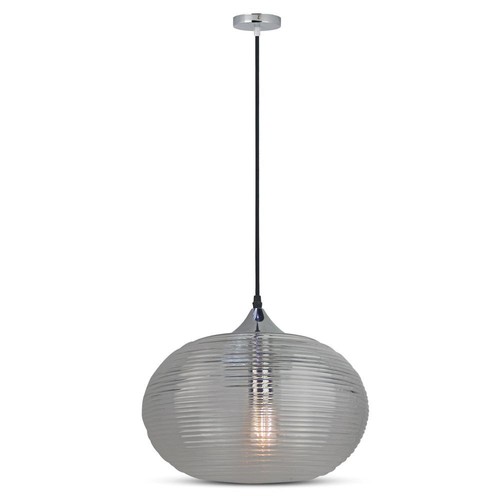 Ø35cm pendellamp met diamantgeslepen glas, E27 - Zwart, metaal, max 60W, zonder lichtbron