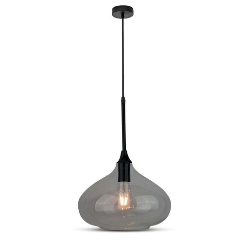 Ø28,5cm pendellamp van zwart glas - E27 fitting, max 60W, IP20 binnen, zonder lichtbron