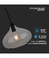 Ø28,5cm pendellamp van zwart glas - E27 fitting, max 60W, IP20 binnen, zonder lichtbron