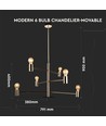 Moderne kroonluchter E27 - Verstelbaar Ø400, 6 lampen