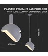 E14 pendelophanging met grijze aluminium kap - Ø18cm, 1 meter snoer, max 60W, zonder lichtbron