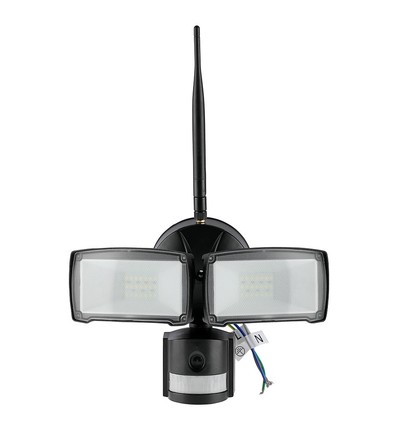 18W LED breedstraler met WiFi camera en sensor - 6000K, IP44, wit, buiten, beveiligingscamera