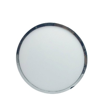 12W LED Opbouw Paneel Licht - Chroom, 3000K, Rond