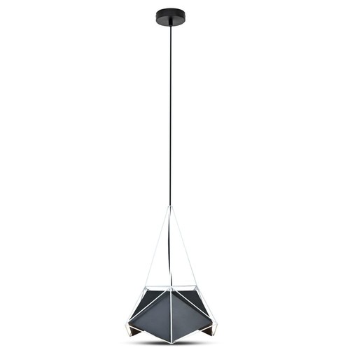 E27 Prism pendellamp - Zwarte kap met wit snoer, Ø40cm, metaal, exclusief lichtbron