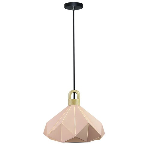 E27 hanglamp Pastel Wooden Prism - Roze, Ø32 x 27 cm, zonder lichtbron