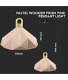 E27 hanglamp Pastel Wooden Prism - Roze, Ø32 x 27 cm, zonder lichtbron