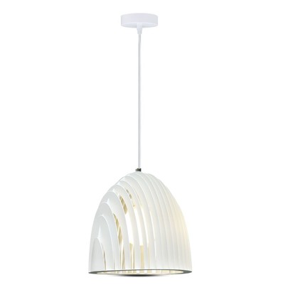Witte Cone Prism hanglamp, E27 - Metaal, prismavormig, zonder lichtbron, Ø25cm