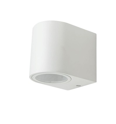 1-wegs wandlamp GU10 - aluminium, rond, wit huis, IP44