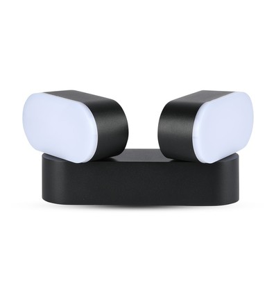 12W roteerbare LED wandlamp met 2 koppen - IP65, zwart, 1320lm, 3000K, incl. lichtbron