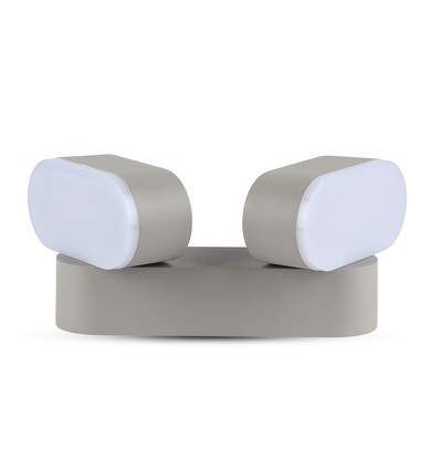 12W dubbele roteerbare wandlamp - IP65 buiten, 2 koppen, grijs, 3000K, 1320lm