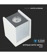 GU10 vierkante gips opbouwspot met chromen voet - 10x10cm, wit/chroom, IP20 binnen, zonder lichtbron