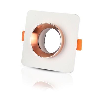 GU10/GU5.3 gips inbouwspot - Vierkant, mat roségoud, wit gips, 10x10 cm