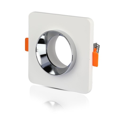 GU10 inbouwspot van gips - Wit/chroom, Gat: Ø8,0 cm, Afmeting: Ø10 cm, zonder lichtbron