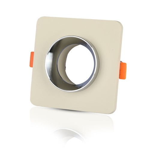 GU10 inbouwspot van beton - Vierkant, off-white/chroom, gat: Ø8cm, zonder lichtbron