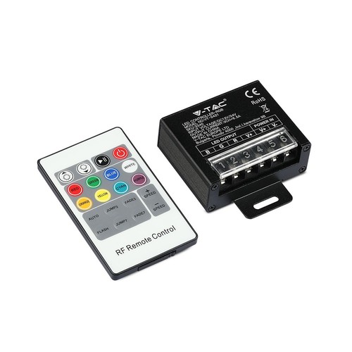 RGB LED controller met 20-knops RF afstandsbediening - 12V/24V, 3 kanalen, max 480W, IP20