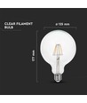 E27 6W LED filament lamp - G125, 806lm, 6400K, helder glas, 300°