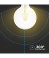 E27 6W LED filament lamp - G125, 806lm, 6400K, helder glas, 300°