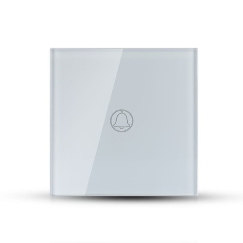 1-gangs touch deurbel schakelaar, wit - Glazen cover, inbouw, IP20 binnen