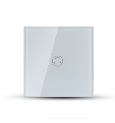 1-gangs touch deurbel schakelaar, wit - Glazen cover, inbouw, IP20 binnen