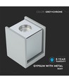 GU10 - grijs beton, metalen gips oppervlak met chromen voet (vierkant)