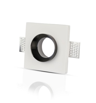 GU10 inbouwspot in wit gips, vierkant - 100x100 mm, IP20 binnen, 5 jaar garantie