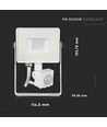 10W LED breedstraler met sensor, wit - Samsung LED, IP65, PIR