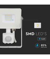 10W LED breedstraler met sensor, wit - Samsung LED, IP65, PIR