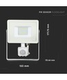 20W LED breedstraler met sensor - Samsung LED chip, wit, IP65, warm wit