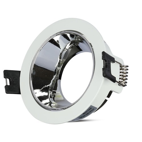 GU10 inbouwspot - Rond, wit/chroom, aluminium, gat: Ø7,2 cm, IP20 binnen