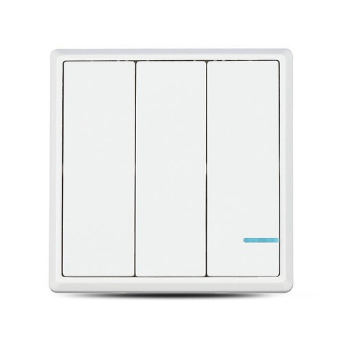 3-knops draadloze smart schakelaar, 1-wegs - IP54, wit, batterijgevoed, bereik tot 600m