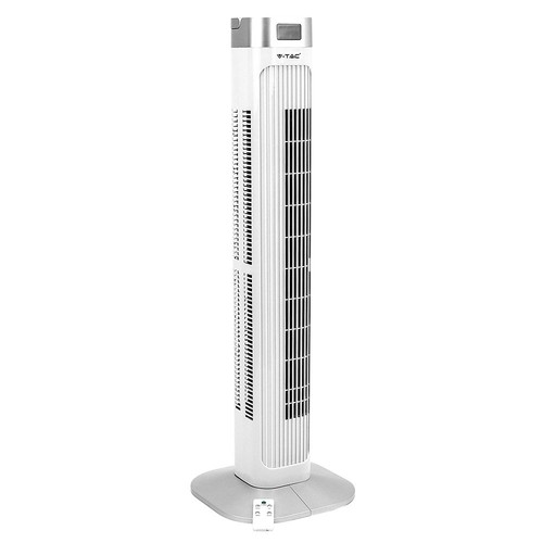 55W LED Tower Fan, 36" - Wit, 3 snelheden, afstandsbediening, timer, oscillatie, temperatuurdisplay