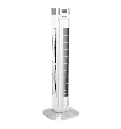 55W LED Tower Fan, 36" - Wit, 3 snelheden, afstandsbediening, timer, oscillatie, temperatuurdisplay