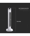 55W LED Tower Fan, 36" - Wit, 3 snelheden, afstandsbediening, timer, oscillatie, temperatuurdisplay