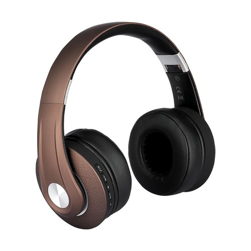 Draadloze Bluetooth-hoofdtelefoon met verstelbare beugel - 12 uur speeltijd, bruin