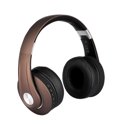 Draadloze Bluetooth hoofdtelefoon met verstelbare hoofdband - Tot 12 uur speeltijd, 10m bereik, bruin