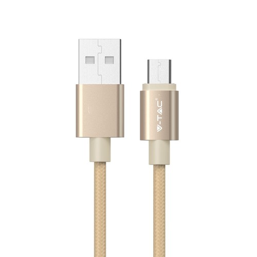 MicroUSB 1m stoffen kabel - Goud, microUSB naar USB-A