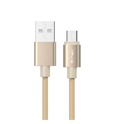 MicroUSB 1m stoffen kabel - Goud, microUSB naar USB-A