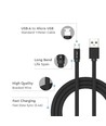 MicroUSB-kabel 1m zwart - Katoenen stof, MicroUSB naar USB-A