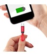 MicroUSB-kabel 1m rood - Katoenen stof, MicroUSB naar USB-A