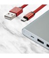 MicroUSB-kabel 1m rood - Katoenen stof, MicroUSB naar USB-A