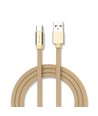 1m Type-C USB kabel in goud - Ruby Series, katoen gevlochten, USB-C naar USB-A