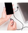 1m Micro USB kabel L-Type, 2.4A - Black Diamond Series, zwart, geweven katoen