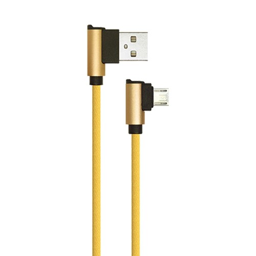 1m Micro USB kabel L-Type, Goud - 2.4A, Diamond Series, geweven katoen